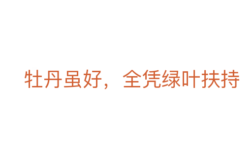 牡丹虽好,全凭绿叶扶持